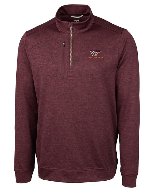 Virginia Tech Hokies Cutter & Buck Stealth Heathered Quarter Zip Mens Pullover Bordeaux Mannequin
