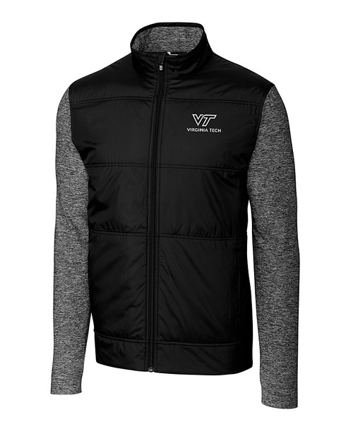 Virginia Tech Hokies Cutter & Buck Stealth Hybrid Quilted Mens Full Zip Windbreaker Jacket BL_MANN_HG 
