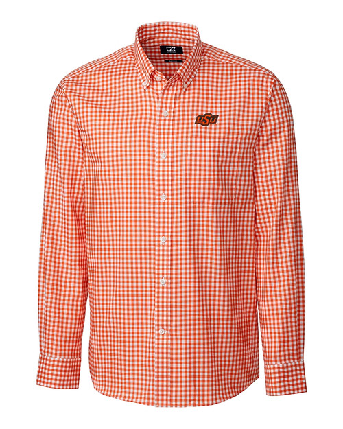 Oklahoma State Cowboys Cutter & Buck Men's L/S League Gingham College Orange Mannequin