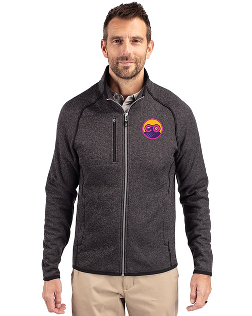 Colorado Rockies City Connect- Cutter & Buck Mainsail Sweater-Knit Mens Full Zip Jacket Charcoal Heather Front