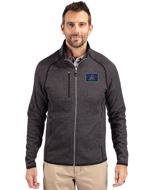 Arizona Diamondbacks City Connect- Cutter & Buck Mainsail Sweater-Knit Mens Full Zip Jacket Charcoal Heather Front