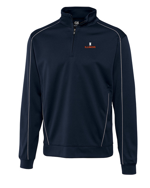 Illinois Fighting Illini Cutter & Buck Big & Tall DryTec Edge Half Zip Navy Blue Mannequin