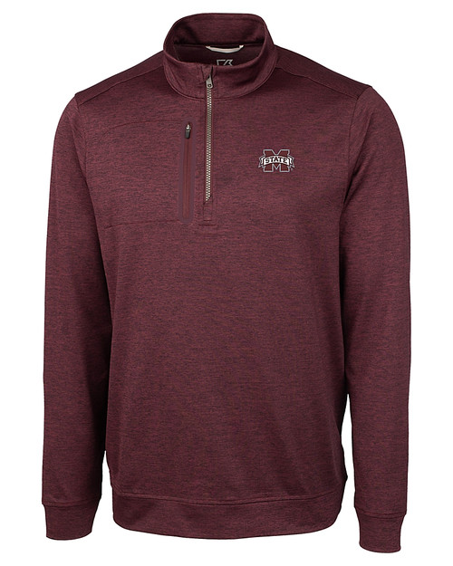 Mississippi State Bulldogs Cutter & Buck Stealth Heathered Mens Big and Tall  Quarter Zip Pullover Bordeaux Mannequin