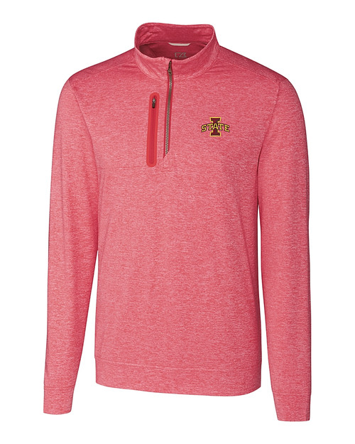 Iowa State Cyclones Cutter & Buck Stealth Heathered Mens Big and Tall  Quarter Zip Pullover CDR_MANN_HG 