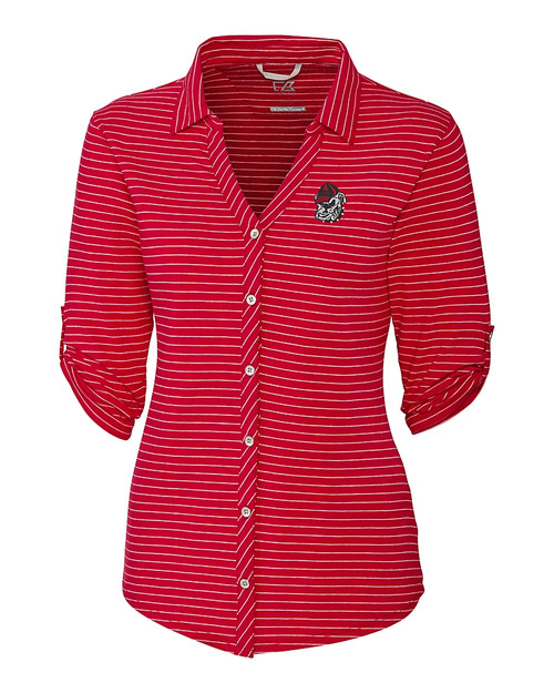 Georgia Bulldogs Cutter & Buck Academy Elbow Sleeve Womens Top Red Mannequin