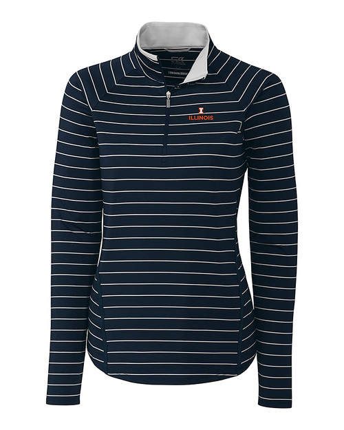 Illinois Fighting Illini Cutter & Buck Womens Long Sleeve Evie Half Zip Liberty Navy Mannequin