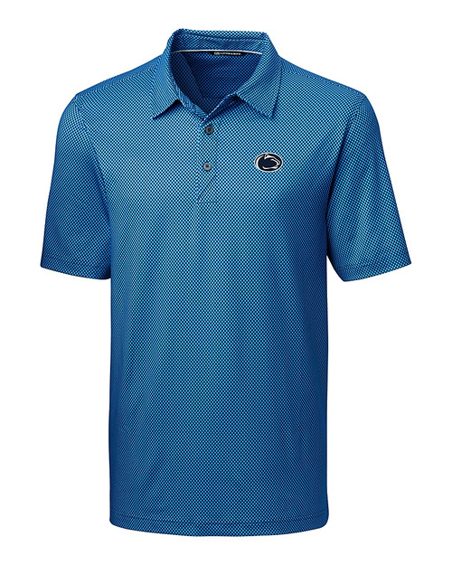 Penn State Nittany Lions Cutter & Buck Pike Mini Pennant Print Stretch Mens Big and Tall Polo Liberty Navy Mannequin