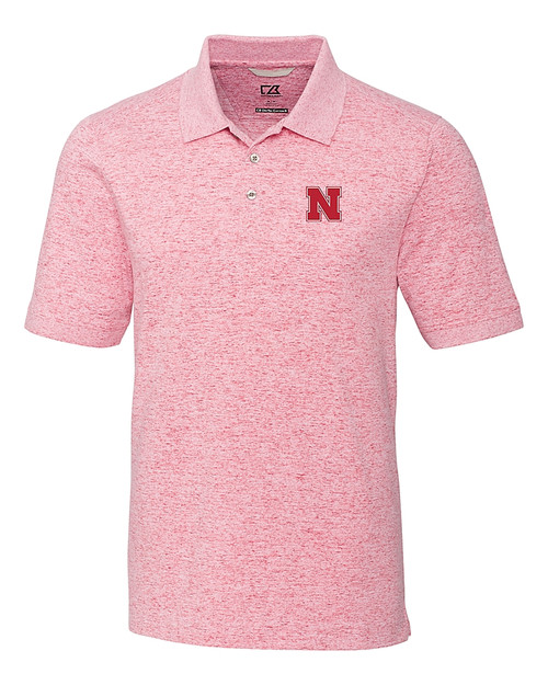 Nebraska Cornhuskers Cutter & Buck Advantage Tri-Blend Space Dye Mens Polo Cardinal Red Mannequin