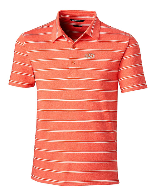 Oklahoma State Cowboys Cutter & Buck Forge Polo Heather Stripe Tailored fit College Orange Mannequin
