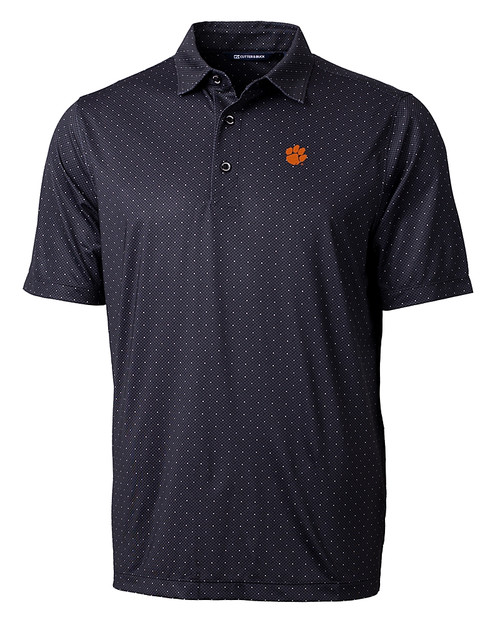 Clemson Tigers Cutter & Buck Pike Double Dot Print Stretch Mens Polo BL_MANN_HG 