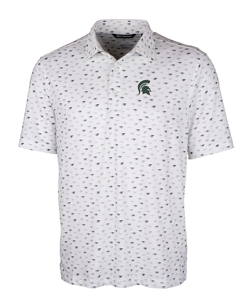 Michigan State Spartans Cutter & Buck Pike Polo Daub Print White Mannequin