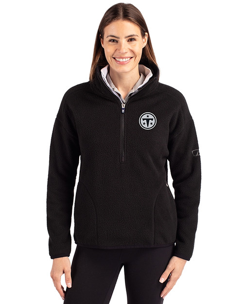 Tennessee Titans Mono -  Cutter & Buck Cascade Epic Comfort Recycled Sherpa Fleece Womens Pullover Jacket Black Front