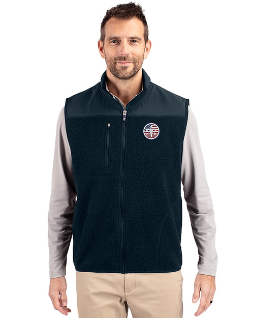 Tennessee Titans Americana -  Cutter & Buck Cascade Epic Comfort Recycled Sherpa Fleece Mens Full Zip Vest Navy Blue Front