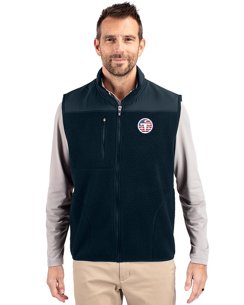 Tennessee Titans Americana -  Cutter & Buck Cascade Epic Comfort Recycled Sherpa Fleece Mens Full Zip Vest Navy Blue Front