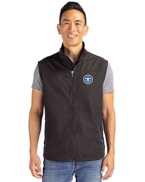 Tennessee Titans -  Cutter & Buck Charter Recycled Packable Mens Full Zip Vest​ Black Front