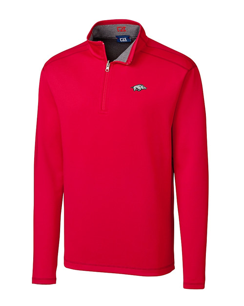 Arkansas Razorbacks Cutter & Buck Big & Tall L/S Evergreen Reversible Overknit Red Mannequin