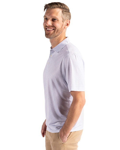 Michigan Wolverines 2026 NCAA Men's Basketball National Champions Cutter & Buck Pike Recycled Pebble Print Mens Polo White Side