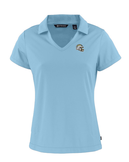 Los Angeles Chargers NFL Helmet Cutter & Buck Daybreak Recycled Womens V-Neck Polo Atlas Light Blue Mannequin