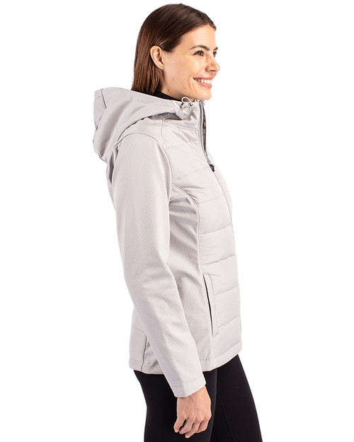 Los Angeles Chargers NFL Helmet 91���� Evoke Recycled��HoneycombFleece��Womens��Hybrid Full Zip Jacket CONCRETE Side