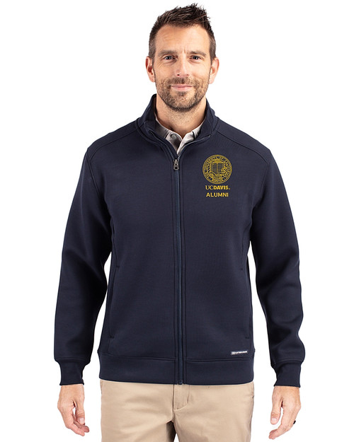 UC Davis Alumni 91���� Roam Recycled Buttery-Soft Knit Mens Big & Tall Full Zip Jacket Navy Blue Front