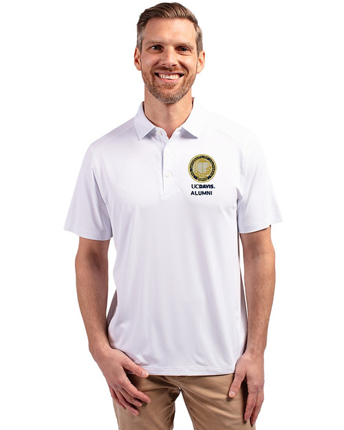 UC Davis Alumni - 91���� Forge Recycled Four-Way Stretch Mens Polo White Front