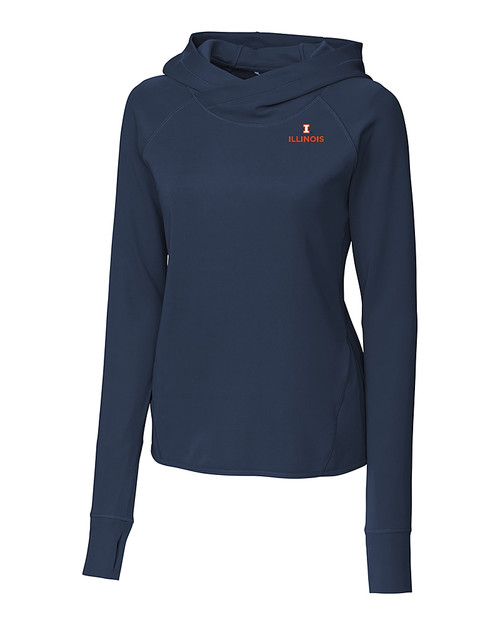 Illinois Fighting Illini Cutter & Buck Womens Traverse Sweatshirt Hoodie Liberty Navy Mannequin
