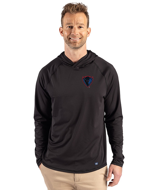 DePaul Blue Demons 91���� Prospect Recycled Featherlight Stretch Mens Big & Tall Hooded Pullover Black Front