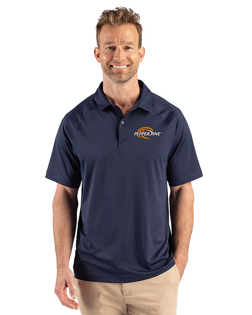 Pepperdine Waves 91���� Prospect Recycled Featherlight Stretch Mens Sport Polo Navy Blue Front