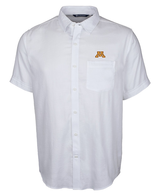 Minnesota Golden Gophers Cutter & Buck Windward Twill Mens Short Sleeve Shirt White Mannequin