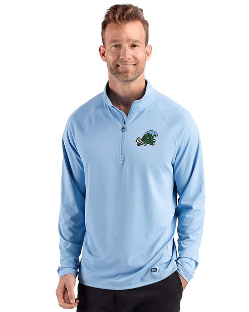 Tulane Green Wave 91���� Prospect Recycled Featherlight Stretch Mens Quarter Zip Atlas Light Blue Front