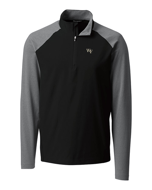 Wake Forest Demon Deacons Cutter & Buck Response Lightweight Hybrid Quarter Zip Mens Pullover Windbreaker Black Mannequin