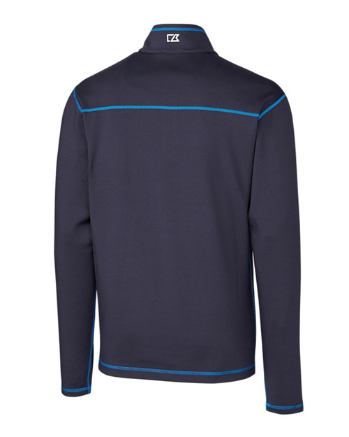 North Carolina Tar Heels Cutter & Buck Evergreen Reversible Mens Big & Tall Quarter Zip Pullover Liberty Navy Mannequin Back