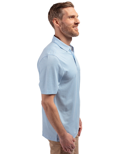 Los Angeles Chargers Mono Cutter & Buck Forge Recycled Double Stripe Four-Way Stretch Mens Big & Tall Polo Atlas/White Side