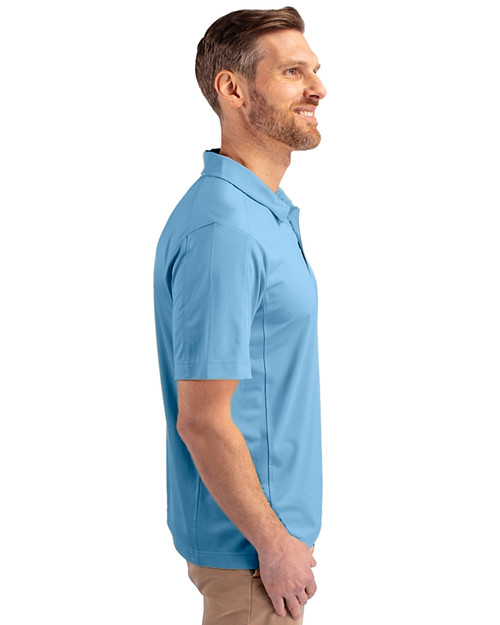 Los Angeles Chargers Mono Cutter & Buck Prospect Recycled Featherlight Stretch Mens Polo Atlas Light Blue Side