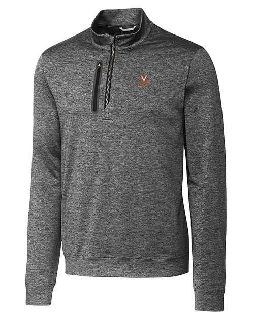 Virginia Cavaliers Cutter & Buck Stealth Heathered Quarter Zip Mens Pullover EG_MANN_HG 