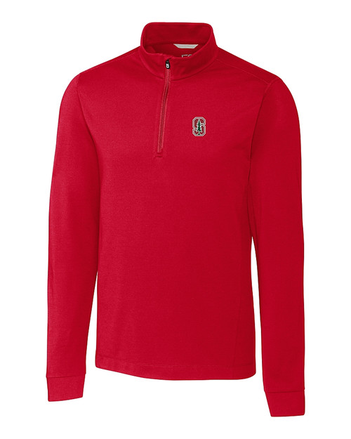 Stanford Cardinal  Cutter & Buck Advantage Mens Zip Mock Cardinal Red Mannequin