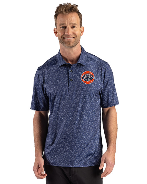 HoustonAstrosCooperstown- 91���� Pike Recycled Fern Print Mens Big & Tall Polo Navy Blue Front