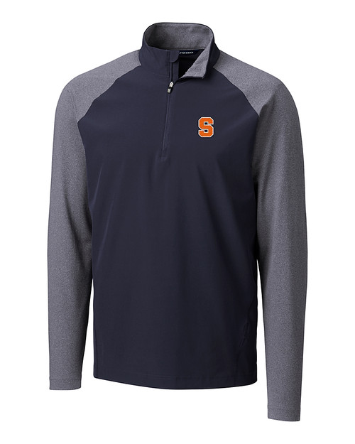 Syracuse Orange Cutter & Buck Response Lightweight Hybrid Quarter Zip Mens Pullover Windbreaker Liberty Navy Mannequin