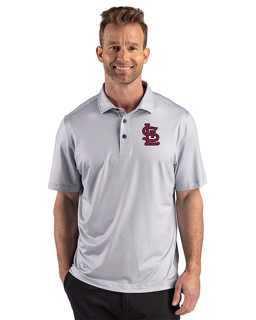 St. Louis Cardinals 91���� Pike Recycled Lattice Print Mens Big & Tall Polo Elemental Grey Front