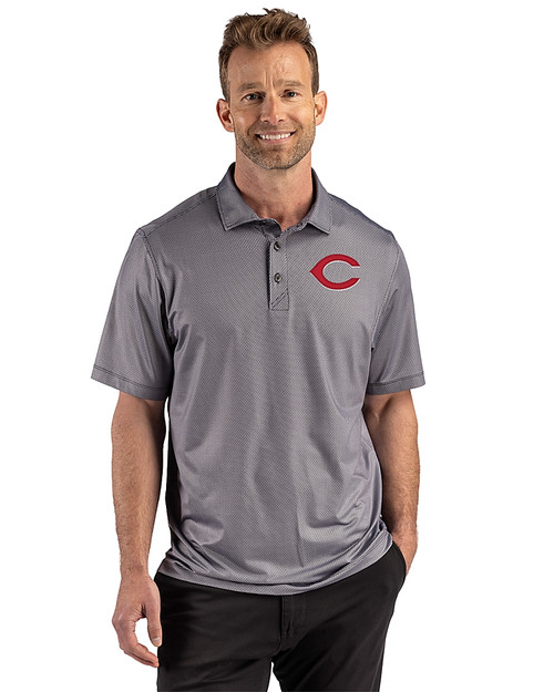 Cincinnati Reds 91���� Pike Recycled Lattice Print Mens Polo Black Front