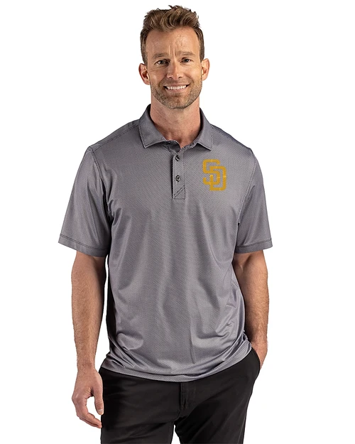 San Diego Padres 91���� Pike Recycled Lattice Print Mens Polo Black Front