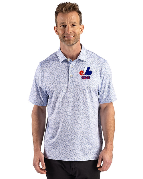 Montreal Expos Cooperstown 91���� Pike Recycled Fern Print Mens Polo Chelan Blue Front