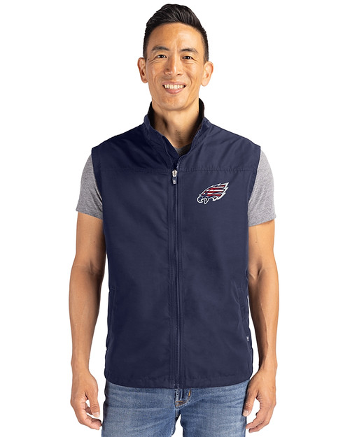 Philadelphia Eagles Americana - 91���� Charter Recycled Packable Mens Full Zip Vest Navy Blue Front