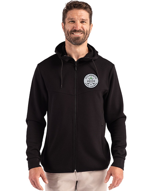 Ellsworth Clique Haven Recycled Mens Full Zip Hooded Sweatshirt Black Front