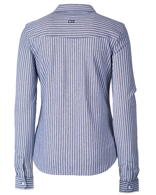 Cutter & Buck Womens Reach Oxford Stripe Popover Shirt - Cutter & Buck