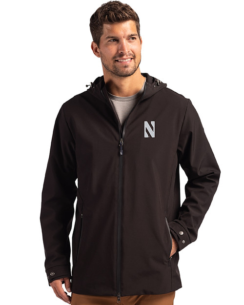 Northwestern Wildcats- 91���� Camano Recycled Everyday Stretch Water Resistant Mens Full Zip Jacket Black Front