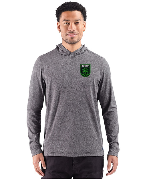 Austin FC - 91���� Adapt Recycled Soft Knit Stripe Mens Big & Tall Hooded Pullover Black Heather Front