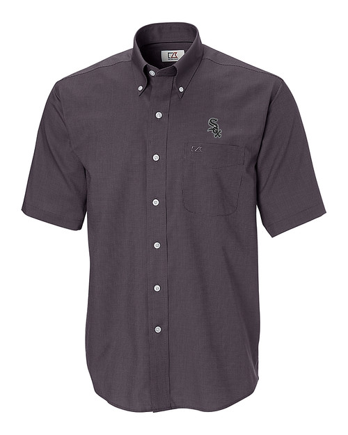 Chicago White Sox Cutter & Buck Epic Easy Care Nailshead Mens Big and Tall Short Sleeve Dress Shirt Black Mannequin