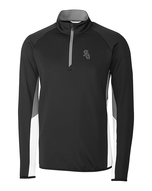 Chicago White Sox Cutter & Buck Traverse Colorblock Stretch Quarter Zip Mens Pullover Black Mannequin