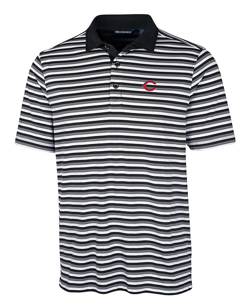 Cincinnati Reds Cutter & Buck Mens Forge Polo Multi Stripe Black Mannequin